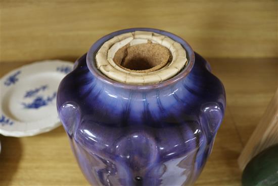 A Pilkingtons Royal Lancastrian dark blue glazed vase, pattern number 2090